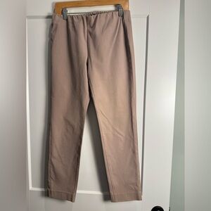 Ecru Pull-On Straight Leg Pants Minimal Chic Neutral